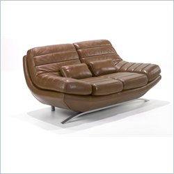 Armen Living Riviera Leather Loveseat in Whiskey