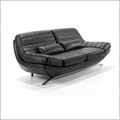 Armen Living Riviera Leather Sofa in Black
