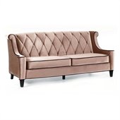 Armen Living Barrister Velvet Sofa in Caramel