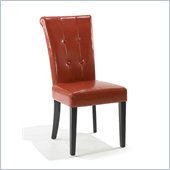 Armen Living Tuxford Leather Tufted Side Chair in Orange