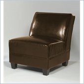 Armen Living Canyon Armless Leather Club Chair in Brown