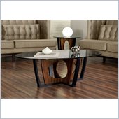 Armen Living Decca Oval Glass Top Coffee Table in Espresso