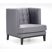 Armen Living Noho Fabric Arm Chair in Silver Satin