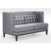 Armen Living Noho Fabric Loveseat in Silver Satin