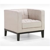 Armen Living Roxbury Tufted Fabric Arm Chair in Cream
