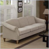 Armen Living Maxwell Sand Linen Fabric Sofa in Gray