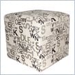ADD TO YOUR SET: Armen Living Square Fabric Ottoman in Modern Alpha Letters