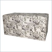 Armen Living Fabric Ottoman Bench in Modern Alpha Letters