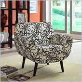 Armen Living Jetson Black/White Flower Club Chair