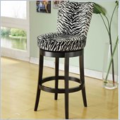 Armen Living Boston 26 Inch Black Zebra Fabric Swivel Barstool