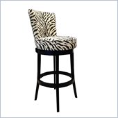 Armen Living Boston 30 Inch Black Zebra Fabric Swivel Barstool