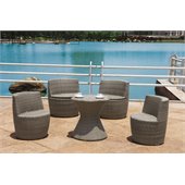 Armen Living Stackable 5 Piece Outdoor Bistro Set in Gray Woven Rattan