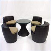 Armen Living 5 Piece Outdoor Bistro Set in Brown Woven Rattan