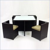 Armen Living 5 Piece Outdoor Dining Set in Brown Woven Rattan