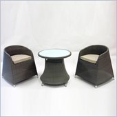 Armen Living 3 Piece Outdoor Dining Set in Gray Woven Rattan