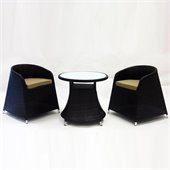 Armen Living 3 Piece Outdoor Dining Set in Brown Woven Rattan