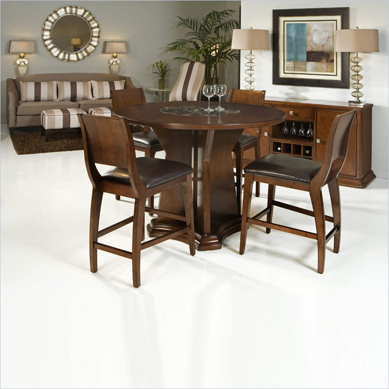 Armen Living Transitional 5 Piece Round Counter Height Dining Set