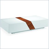 Armen Living Coffee Table in White and Walnut