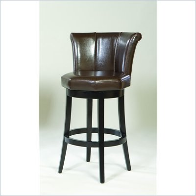Armen Living Barcelona 26" Swivel Barstool in Brown Leather