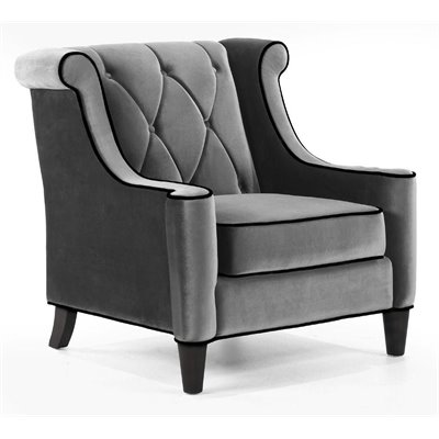 Armen Living Barrister Velvet Chair in Gray