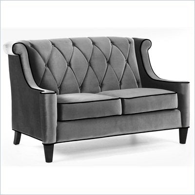 Armen Living Barrister Velvet Loveseat in Gray