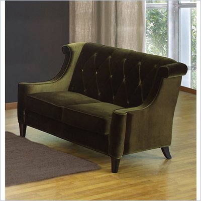 Armen Living Barrister Velvet Loveseat in Green