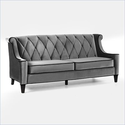 Armen Living Barrister Velvet Sofa in Gray