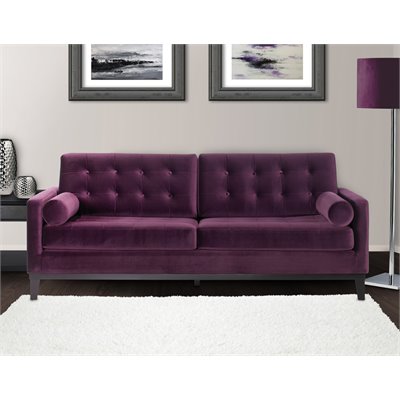 Armen Living Centennial Velvet Loveseat in Purple