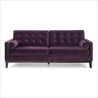 Armen Living Centennial Velvet Sofa in Purple