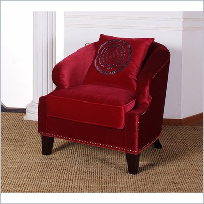Armen Living Contessa Velvet Club Chair in Red