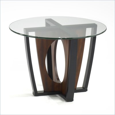 Armen Living Decca Glass Top Lamp Table in Espresso
