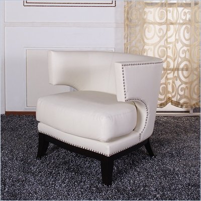 Armen Living Eclipse Vinyl Club Chair in Cream