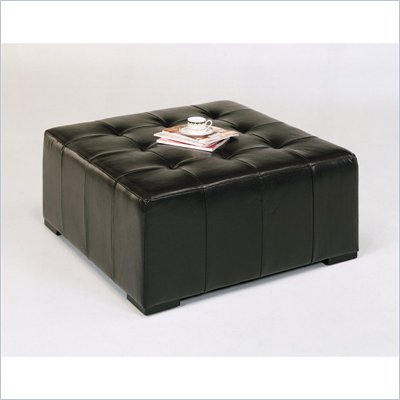 Armen Living Empire Bycast Square Leather Cocktail Ottoman