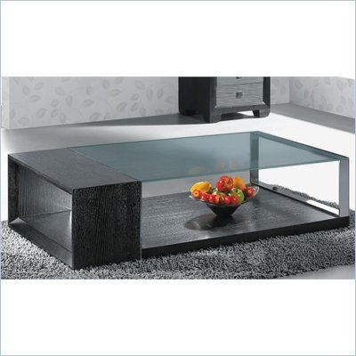 Armen Living Glass Top Coffee Table in Wenge
