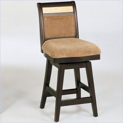 Armen Living 26" High Marble Inlay and Chenille Swivel Counter Stool