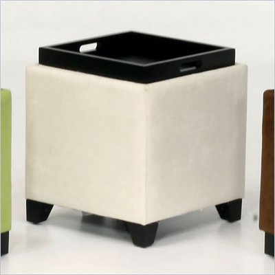 Armen Living Rainbow Micro Fiber Storage Ottoman in Beige