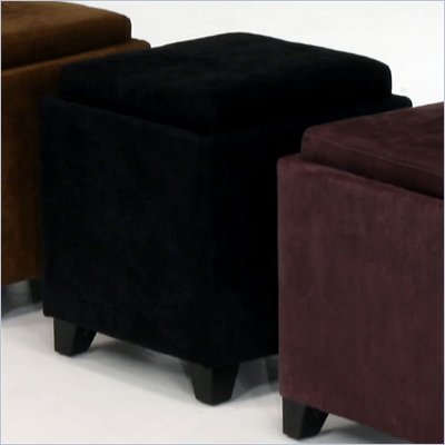 Armen Living Rainbow Micro Fiber Storage Ottoman in Black