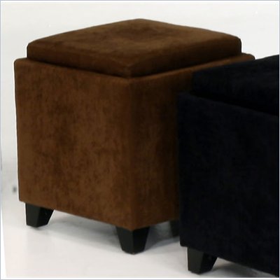 Armen Living Rainbow Micro Fiber Storage Ottoman in Brown