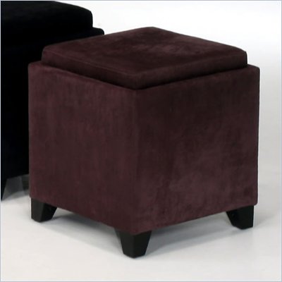 Armen Living Rainbow Micro Fiber Storage Ottoman in Eggplant