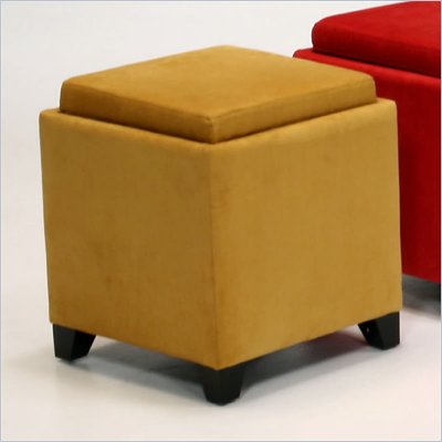 Armen Living Rainbow Micro Fiber Storage Ottoman in Yellow