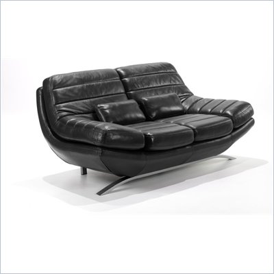 Armen Living Riviera Leather Loveseat in Black