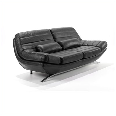 Armen Living Riviera Leather Sofa in Black