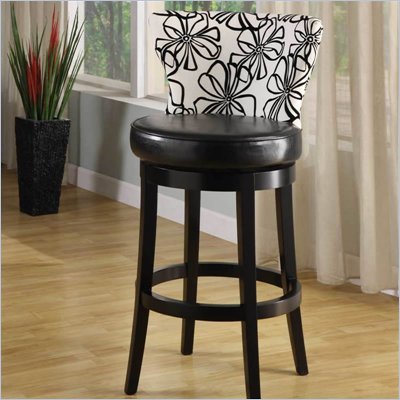 Armen Living Savvy 26" Black & White Fabric Swivel Barstool