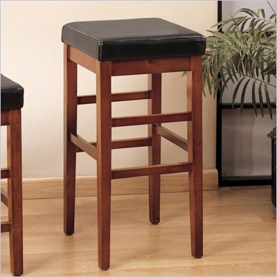 Armen Living Sonata 30" High Brown Leather Backless Bar Stool