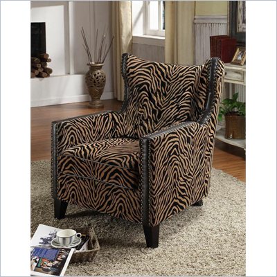 Armen Living Accent Chair in Tiger Chenille