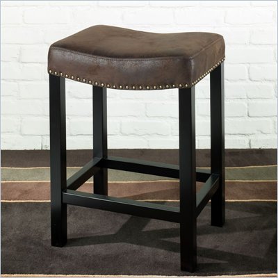 Armen Living Tudor Backless 30" Barstool in Wrangler Brown Fabric