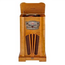 Crosley Radio Antique Radio and Turntable Console with CD Player in Oak