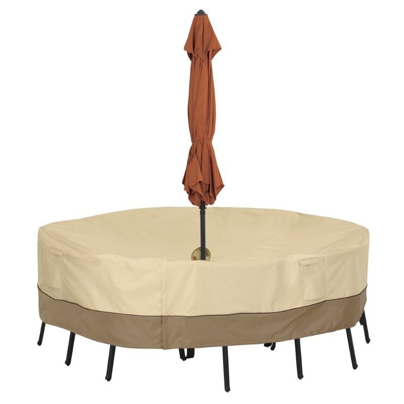 Classic Accessories Veranda Round Patio Table Cover with Umbrella Hole