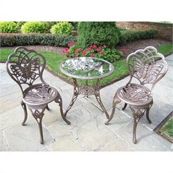 Oakland Living Butterfly 3-Piece Bistro Set-Antique Pewter