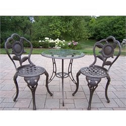 Oakland Living Sunflower Antique Bronze 3-Piece Bistro Set